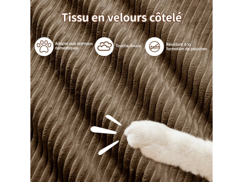  Canapé modulable 3 places en velours côtelé brun, 298 x 178 x 70 cm, sans armature, sans montage, livré compressé, base antidérapante, pour le salon CARDUME ESTIVAL - Conforama E