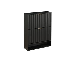 Meuble à chaussures étroit 80x24x102 cm, petit meuble hall d'entrée noir, rangement couloir avec porte abattante et surface déco