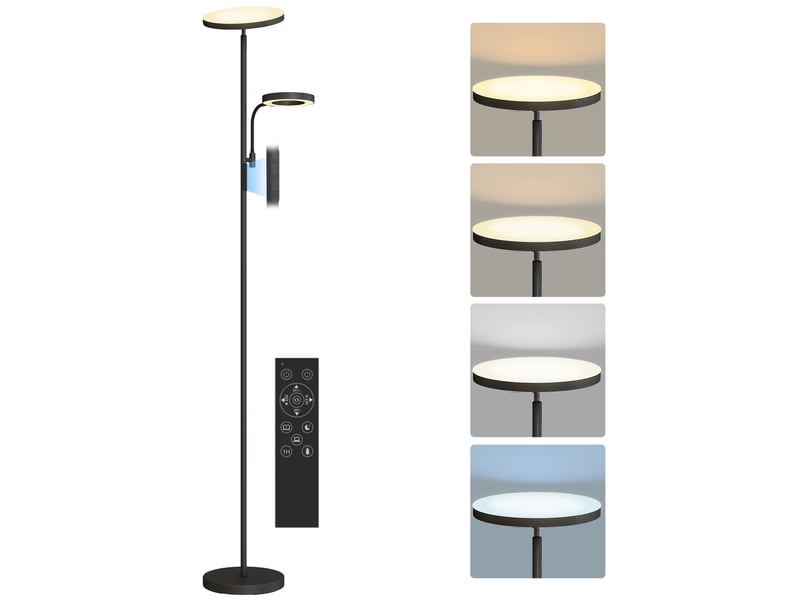  Lampadaire led 42w dimmable 2700k-6500k 4 couleurs variation continue, 4 modes scène, télécommande et contrôle tactile  - Conforama B