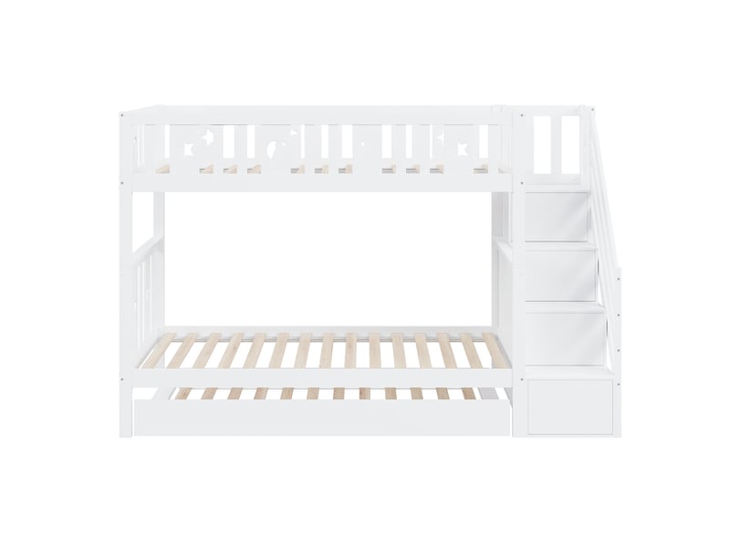  Lit superposé enfant 90x200 cm avec lit gigogne mdf et bois blanc sans matelas  - Conforama E