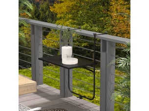 Table de balcon suspendue pliable noire 62 x 40 x 85,5 cm, réglable en hauteur