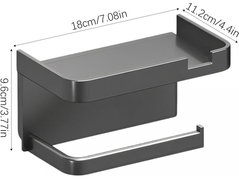 Porte-papier toilette, distributeur de papier essuie-tout adhésif, organiseur de salle de bain avec support pour téléphone, gris 7,09 x 4 - Conforama B