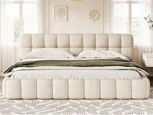 Lit 2 places 160x200 cm <strong></strong>  <strong></strong> coloris beige