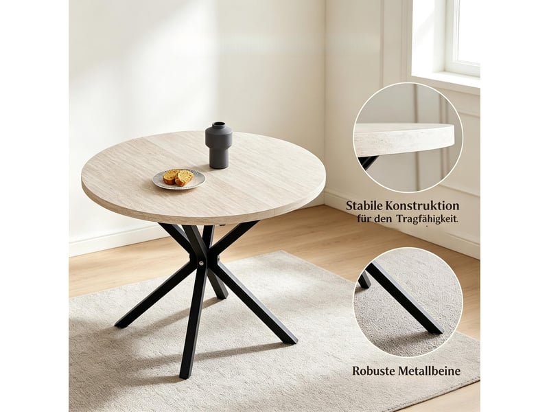  Table à manger ronde moderne avec piètement croisé, silhouette élégante  - Conforama E