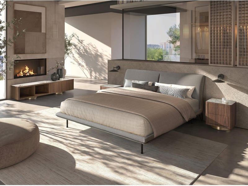  Lit en tissu gris foncé 7221 - Conforama D
