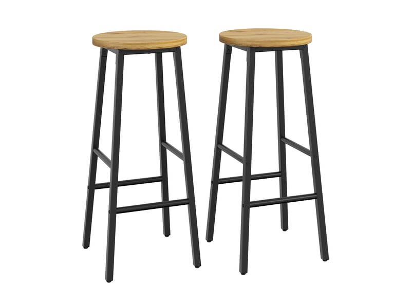  Tabourets de bar lot de 2 avec repose-pieds - lpospi - pieds réglables, 30 × 30 × 70 cm, métal, noir  - Conforama A
