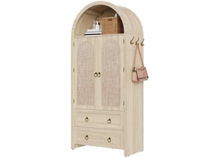 Buffet 2 porte(s) 2 tiroir(s) WISHDOR - 80 cm coloris bois clair