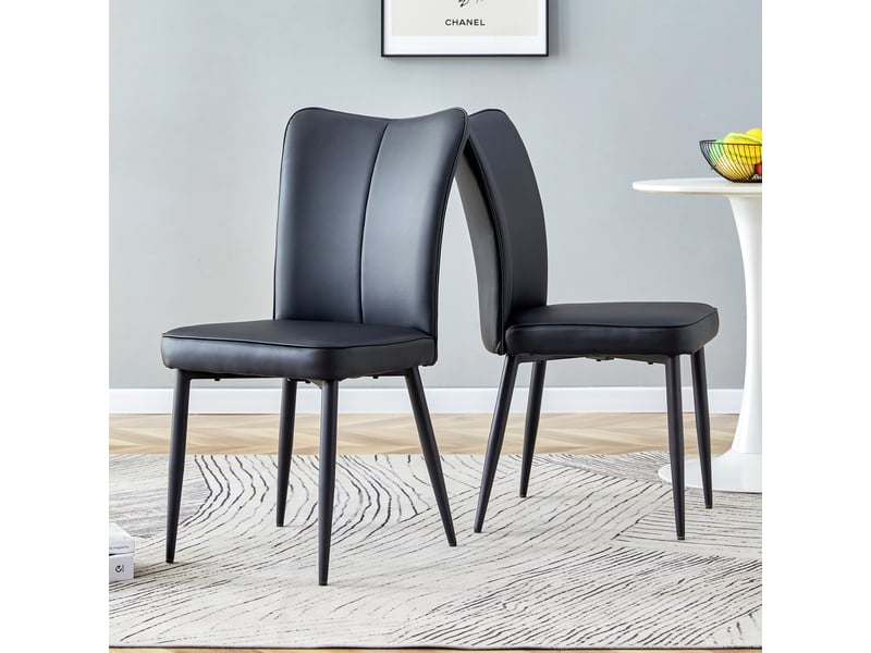  Chaises de salle à manger design noir - 2 pièces, hauteur 89 cm, assise pu noire, coloris variés – bureaurestaurant  - Conforama B