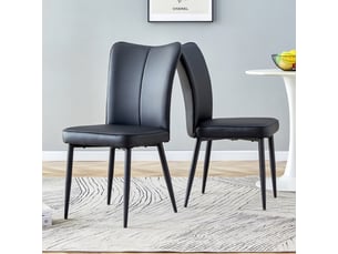 Chaises de salle à manger design noir - 2 pièces, hauteur 89 cm, assise pu noire, coloris variés – bureaurestaurant