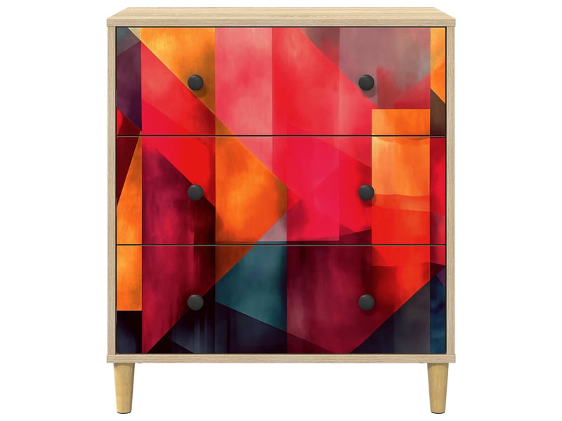 Commode chambre, meuble de rangement heesch impression en blocs de couleur 66x36,5x75 cm  - Conforama E