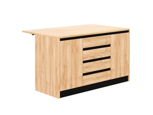 Îlot de cuisine 140x80x90 cm - extensible - grand rangement - rabattable - 4 tiroirs - mdf - gain de place - meuble de rangement - blanc