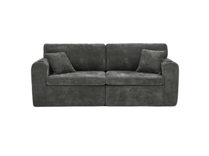 Canapé format compact en revêtement chenille poche latérale porte-revues porte-gobelet coussins inclus fonction relaxation noir