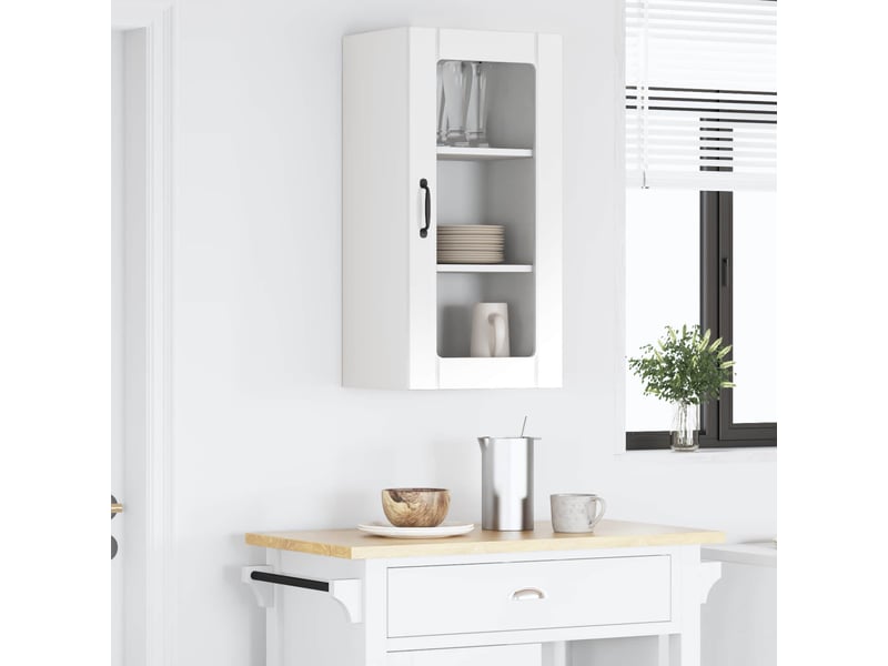  Meuble mural de cuisine, cabinet en verre mural blanc brillant 40x31x80cm shl760  - Conforama D