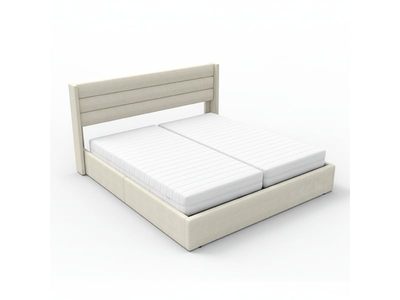 Lit home deluxe led – 200 x 200 cm, beige | lit rembourré avec éclairage - Conforama C