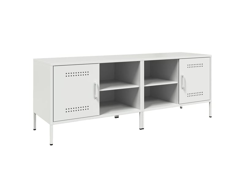  Lot de 2 meuble tv bas salon blanc 68x39x50,5 cm acier shl93467  - Conforama A