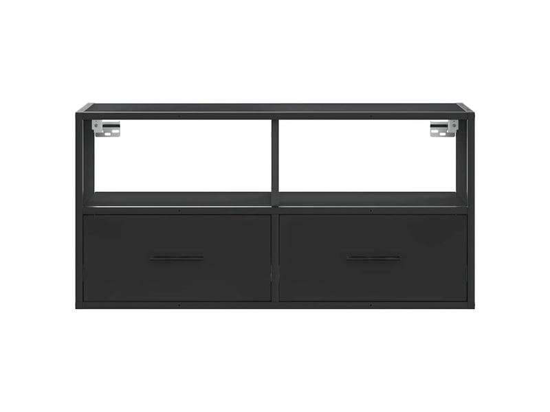  Meuble tv - banc tv - meuble de rangement noir 80x31x39,5 cm bois d'ingénierie et métal  - Conforama D