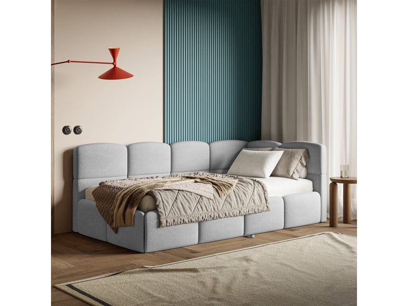 Selsey cloudy - lit rembourré - 170x185 cm - chenille gris clair - côté droit Cloudy - Conforama C