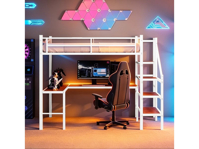  Lit superposé en fer blanc 90x190 cm  - Conforama B
