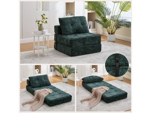 Canapé droit convertible <strong>MERAX</strong> <strong>canapé vert</strong> 1 place Tissu vert