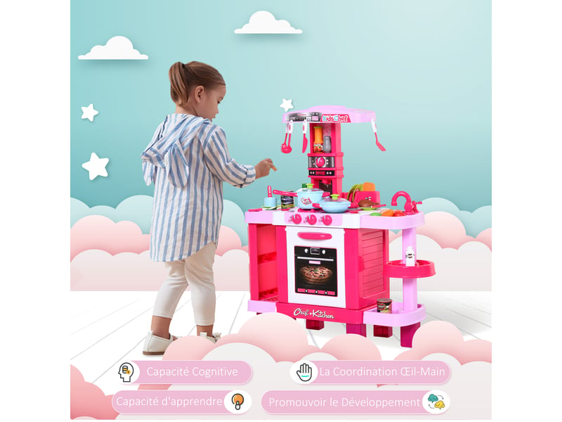 Cuisine pour enfant recettes jeu d'imitation 38 accessoires inclus sons et lumières polypropylène rose - Conforama R