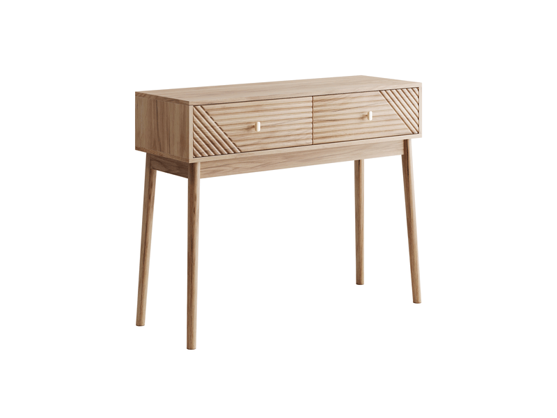  Table console 2 tiroirs coloris chêne 100 x 35 x 80 cm W3180P422086 - Conforama B