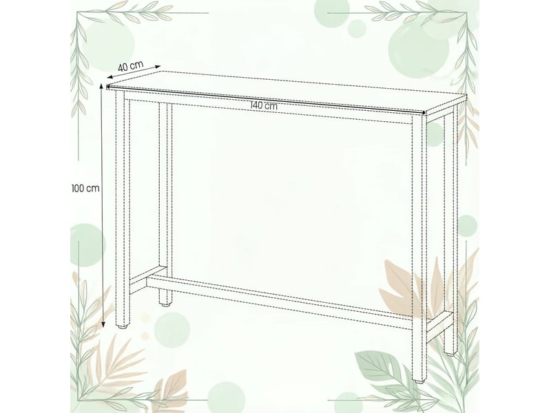  Table haute 140x40x100 cm en mdf et métal noir  - Conforama C