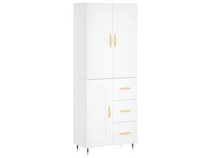 Buffet haut - bahut - meuble de rangement blanc 69,5x34x180 cm bois d'ingénierie