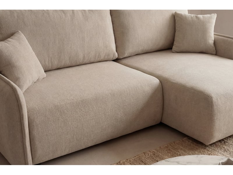  Sacha - canapé d'angle convertible tissu chiné 3 places beige  - Conforama E