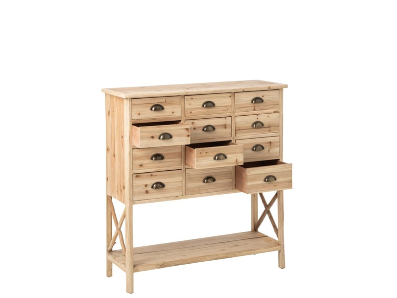  Console en bois 12 tiroirs chamonix 104cm naturel  - Conforama B