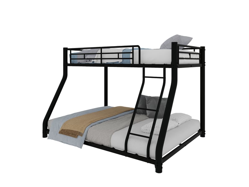  Lit superposé en fer noir 90x190 cm et 140x190 cm  - Conforama A