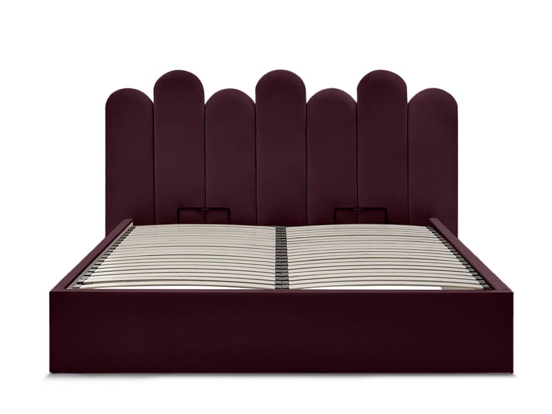  Bobochic lit coffre badja velours rouge 160x200 BADJA - Conforama A