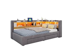 Lit gigogne 90x200 cm OKWISH   coloris gris
