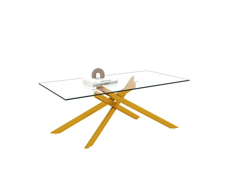  Table basse 120x60x46 cm rectangulaire verre trempé métal doré  - Conforama A