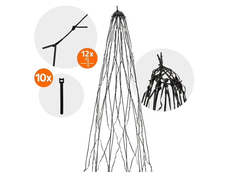 Ecd germany guirlande lumineuse led pour mât, sapin de noël lumineux, 8 m, 1440 leds lumière blanc chaud, minuterie, 8 modes, avec télécommande, éclairage forme d'arbre pour extérieur jardin ECD Germany GmbH - Conforama D