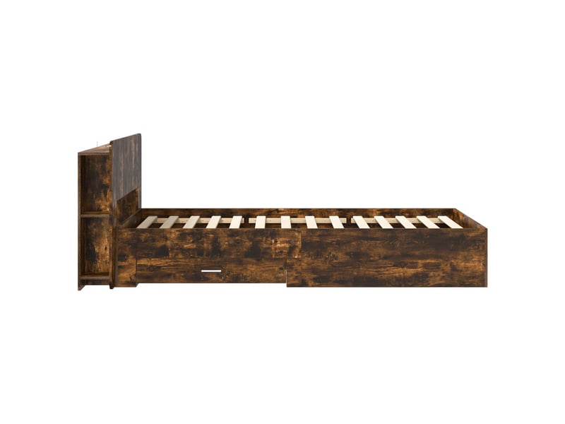  Lit simple- lit adulte -  cadre de lit avec rangement chêne fumé 100 x 200 cm  - Conforama C