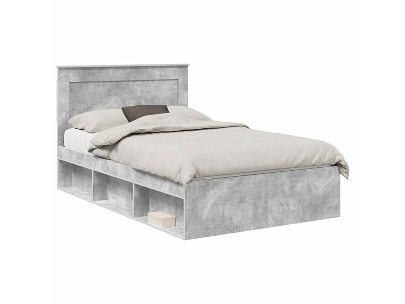  Lit double- lit adulte -  cadre de lit avec tête de lit béton 120 x 200 cm pin massif  - Conforama A