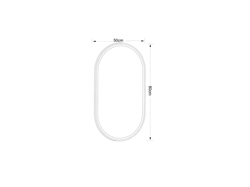  Miroir de salle de bains ovale led 50x80 cm anti-buée métal noir  - Conforama D