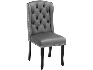Lot de 6 chaises velours gris avec pieds bois pour salle à manger ou salon