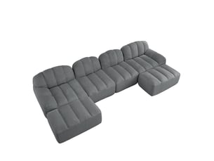 Canapé modulaire ulevr 4 places en u avec 2 ottomans, tissu bouclette gris, 366 x 165 x 79 cm