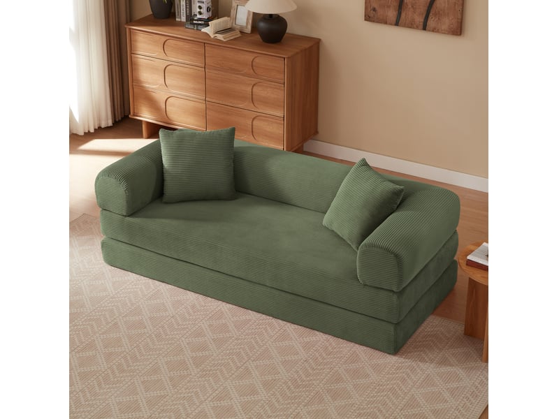 Canapé modulable convertible 195x89x59 cm couleur verte 3 places  - Conforama D