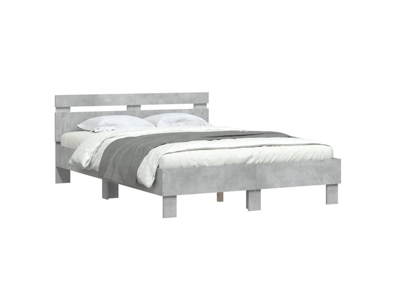  Lit double- lit adulte -  cadre de lit avec led sans matelas gris béton 120x190 cm  - Conforama B