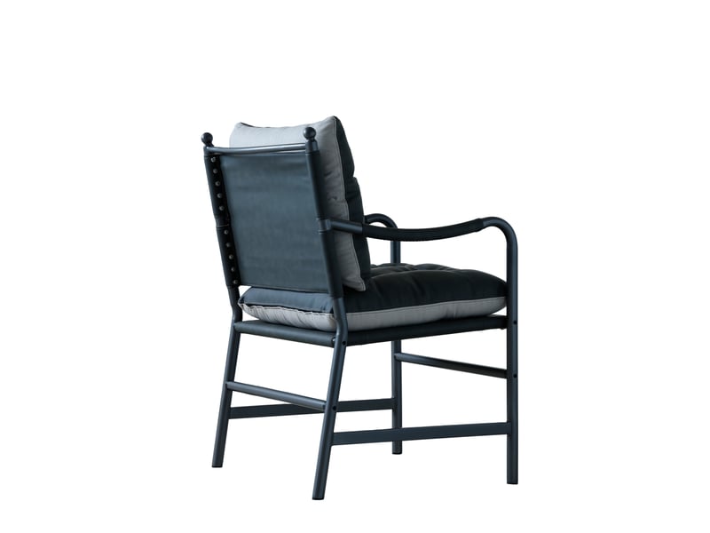  Fauteuil d’appoint en cuir, style mid-century modern, structure en métal noir, pour salon et chambre  - Conforama E