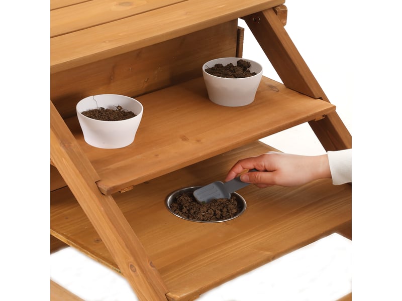 Cuisine extérieure enfant en bois, naturelle, sur roulettes, accessoires, dès 3 ans - Conforama D