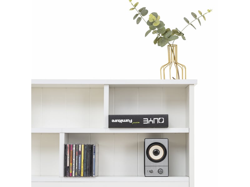 Lit coffre 90x200 avec tiroirs sur roulettes et tête de lit bibliothèque pour rangement optimisé chambre enfant blanc - Conforama E