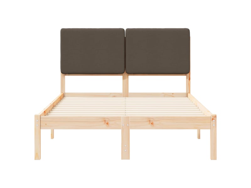  Lit double- lit adulte -  cadre de lit avec tête de lit rembourrée taupe 135 x 190 cm  - Conforama D