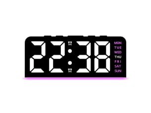 Réveil numérique, réveil led, avec veilleuse, quatre niveaux de luminosité réglables, horloge de chevet avec affichage de la semaine (rose)