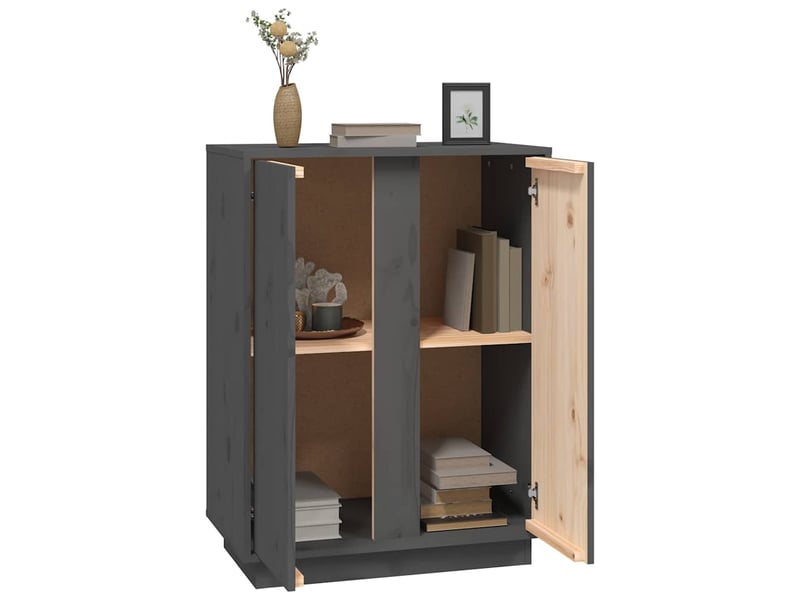  Buffet - bahut - meuble de rangement gris 60x35x80 cm bois massif de pin  - Conforama E
