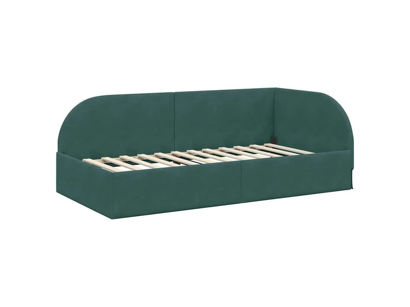 Lit adulte ; lit simple ; cadre de lit d'angle vert foncé 90x190 cm velours - Conforama B