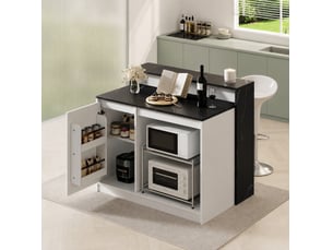 Îlot de cuisine 120x80x100 cm blanc et noir avec bar et espace