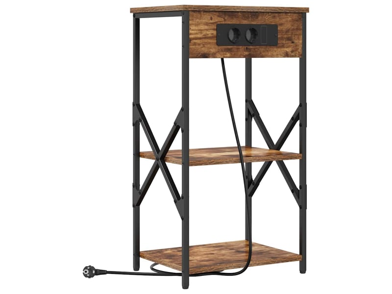  Table de chevet avec étagère 2 pièces chêne fumé 41 x 31 x 76 cm  - Conforama E